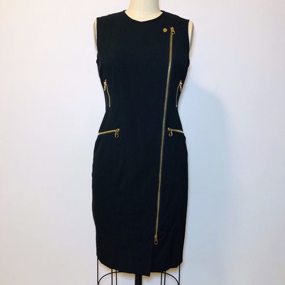calvin klein asymmetrical zipper sheath dress Calvin Klein Green Dress With Back Zipper